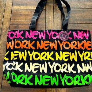 Ruth Robyn Neon Colored New York Graphic on a Black Tote